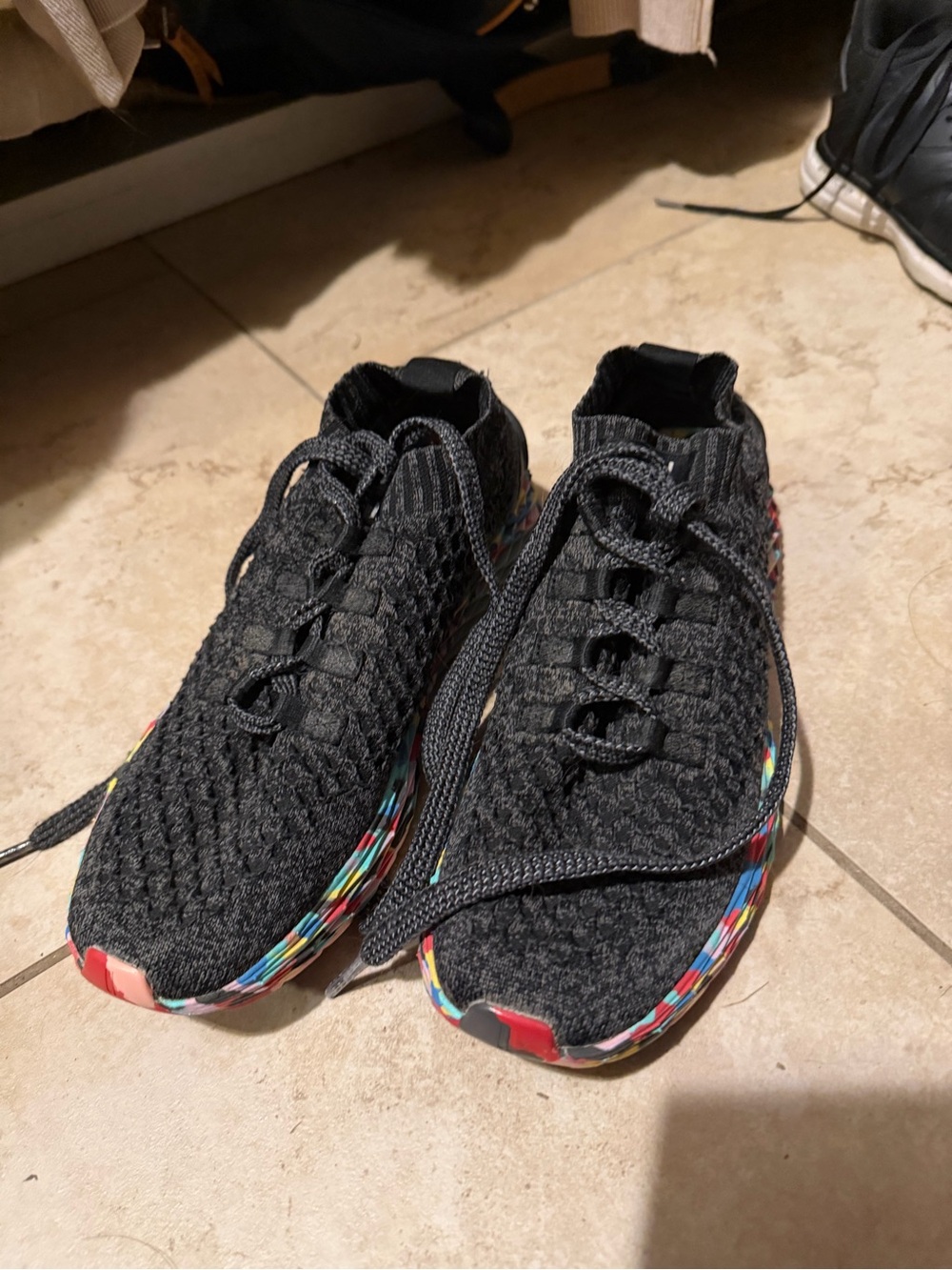 NOBULL Black Knit Sneakers with Multicolor Trim